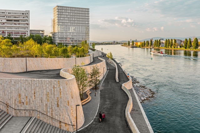 Switzerland. get natural.View from the Dreirosenbruecke to the Elsaesserrheinweg with the Novartis Campus on the left side, Basel.Schweiz. ganz natuerlich.  Blick von der Dreirosenbruecke auf den Elsaesserrheinweg mit dem Novartis Campus auf der linken Seite, Basel.Suisse. tout naturellement. Vue de la Dreirosenbruecke a la Elsaesserrheinweg avec le Campus Novartis a gauche, Bale.Copyright by: Switzerland Tourism - By-Line: swiss-image.ch/Andreas Gerth